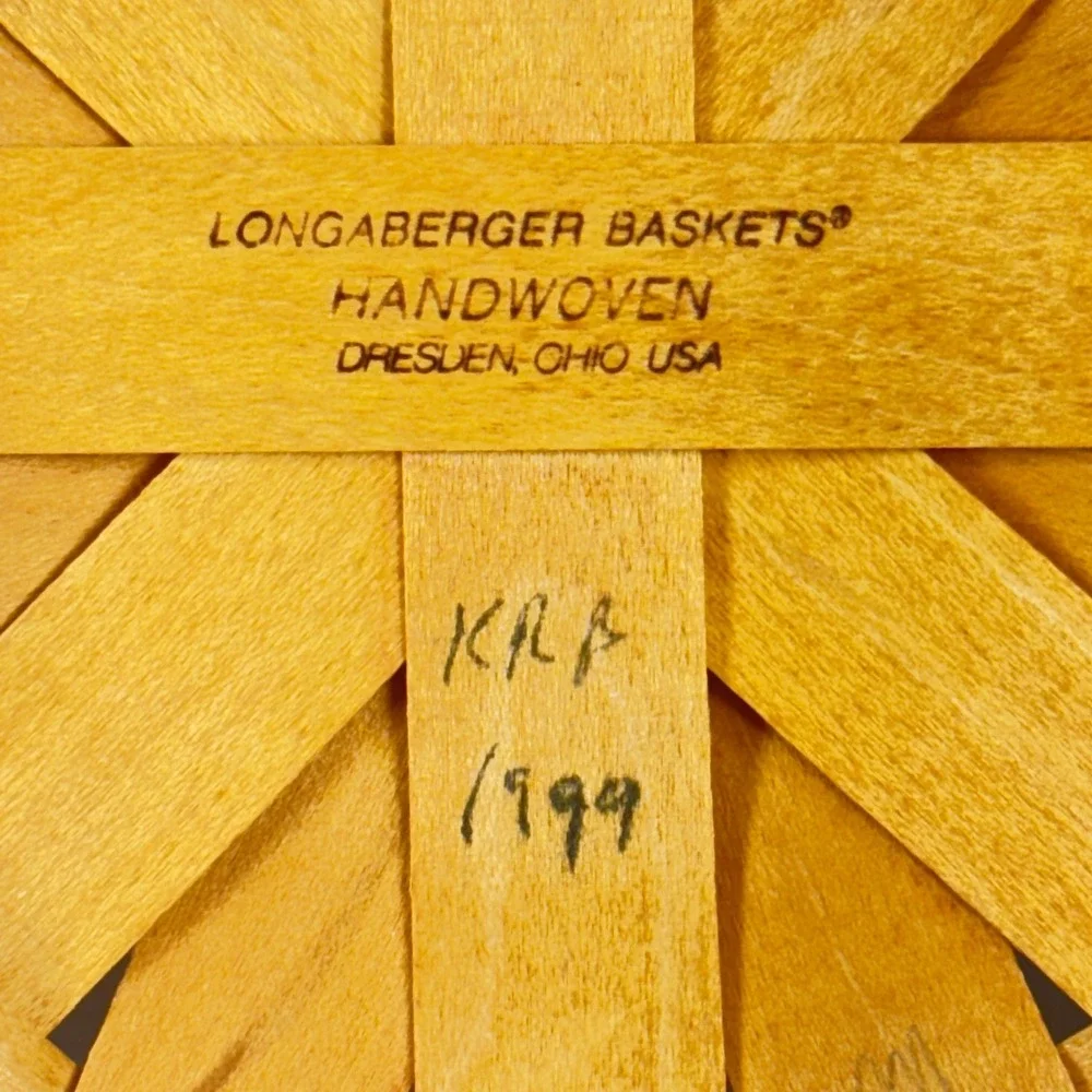 Longaberger 1999 Woven Traditions BUTTON BASKET Divided Protector Green Blue Red